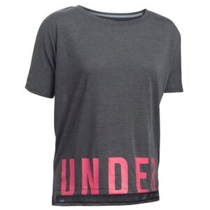 UNDER ARMOUR Gray Pink Threadborne Train Loose Fit Short Sleeve T-Shirt‎ Top S